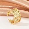 Star Pattern Hollow Brass Open Cuff Rings for Women RJEW-G343-06G-1