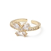 Butterfly Clear Cubic Zirconia Cuff Ring RJEW-M146-11G-2