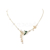 Alloy Enamel Flower & Brass Butterfly Pendant Necklace NJEW-JN04267-4