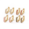 Enamel Rectangle Hoop Earrings with Cubic Zirconia EJEW-B014-01G-1