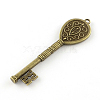 Skeleton Key Tibetan Style Alloy Big Pendant Cabochon Settings TIBEP-S292-05AB-FF-3