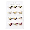 12Pcs 4 Colors Rose Shape Enamel Pins JEWB-A033-07G-1