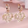 Heart Brass Micro Pave Clear Cubic Zirconia Hoop Earrings FS-WGD5D87-18-1