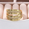 Rack Plating Brass Micro Pave Clear Cubic Zirconia Open Cuff Finger Rings for Women RJEW-M028-92G-1