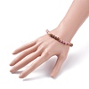 Natural Wenge Wood & Gemstone Round Beaded Stretch Bracelet for Women BJEW-JB07544-5