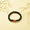 Natural Lava Rock & Synthetic Hematite & Acrylic Beaded Stretch Bracelet BJEW-JB08553-01-2