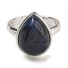 Natural Lapis Lazuli Teardrop Adjustable Rings RJEW-K371-08S-20-3