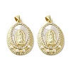 Brass Pave Shell Pendants KK-I708-16O-G-1