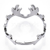 Non-Tarnish 304 Stainless Steel Deer Antler Adjustable Ring for Women RJEW-T027-06P-4