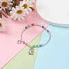 Bear and Open Heart Charm Bracelet with Curved Tube Beads for Women BJEW-TA00052-2