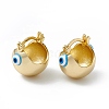 Brass Enamel Evil Eye Half Hoop Earrings EJEW-A093-03G-04-1