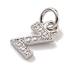 Initial Letter Brass with Cubic Zirconia Charms KK-Q814-26Z-P-2