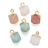 6Pcs 3 Style Electroplate Natural Gemstone Charms G-FS0001-39-4