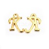 Golden Plated Alloy Letter Pendants X-PALLOY-J718-01G-K-1
