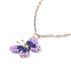 5Pcs 5 Colors Glass Seed Braided Butterfly Pendant Necklaces Set NJEW-JN04046-7