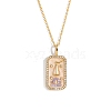 Brass Micro Pave Cubic Zirconia Rectangle with Constellation Pendant Necklaces PW-WG95654-06-1