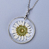 Alloy Resin Dried Flower Pendant Necklaces X-NJEW-JN02390-3