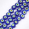 Handmade Evil Eye Lampwork Beads Strands X-LAMP-S191-02C-15-2