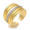 Rack Plating Brass Micro Pave Cubic Zirconia Cuff Finger Rings for Women RJEW-C114-16D-G-1