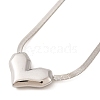 Non-Tarnish 304 Stainless Steel Heart Pendant Flat Snake Chain Necklaces for Women NJEW-G142-06P-2