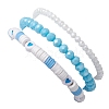 3Pcs Summer Beach Polymer Clay & Glass & Synthetic Turquoise Beaded Stretch Bracelets Kit BJEW-JB10675-01-3
