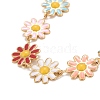 Enamel Daisy Link Chains Bracelet BJEW-P271-01G-06-2