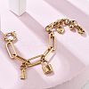 304 Stainless Steel Paperclip & Rolo Chains Charm Bracelets for Women BJEW-C089-03G-3