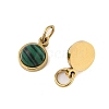 Synthetic Malachite Half Round Charms with Jump Ring STAS-A097-05G-11-2