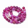 Dyed Natural Striped Agate/Banded Agate Round Bead Strands G-R342-6mm-04-2