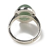 Natural Green Aventurine Oval Adjustable Rings RJEW-K371-07S-20-4