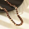 Leopard Print Alloy Snake Chain Necklaces for Women NJEW-K281-01-2