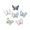 Rack Plating Brass & Shell Butterfly Charms with Epoxy Resin KK-K380-02P-1