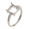 Square Brass Micro Pave Clear Cubic Zirconia Adjustable Ring Components LS-KK-NH0001-20P-1