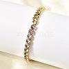 Brass Micro Pave Cubic Zirconia Square Link Chain Bracelets BJEW-L460-005G-2