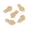 Brass Micro Pave Clear & Black Cubic Zirconia Connector Charms KK-G421-02G-1