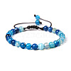 Natural Agate Round Bead Adjustable Braided Bracelets UO3136-39-1