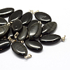 Horse Eye Dyed & Heated Natural Black Agate Pendants G-Q363-09-1