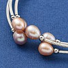 Three-Loops Brass & Natural Freshwater Pearl Beaded Wrap Bracelets for Women BJEW-F470-04S-02-3