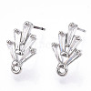 Brass Cubic Zirconia Ear Studs MAK-T011-04P-1