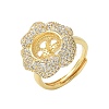 Flower Brass Micro Pave Cubic Zirconia Adjustable Ring Settings KK-K297-03G-1