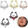 316L Stainless Steel Red Cubic Zirconia Halloween Bat Clip-on Nose Septum Rings WG4B0C3-05-1