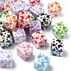 30Pcs UV Plating Acrylic Printed Beads MACR-CJ0002-10-1