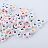 Opaque Acrylic Heart Letter Beads X-SACR-Q126-07-1
