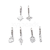 3 Pair 3 Style Star & Clover & Snake & Infinity 304 Stainless Steel Asymmetrical Earrings EJEW-B020-14P-1