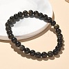 Natural Golden Sheen Obsidian Bead Stretch Bracelets BJEW-K212-A-020-1