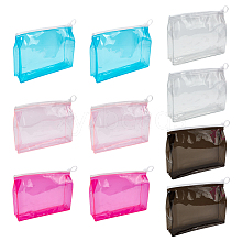 WADORN 10Pcs 5 Colors Transparent PVC Cosmetic Storage Zipper Bags ABAG-WR0001-04