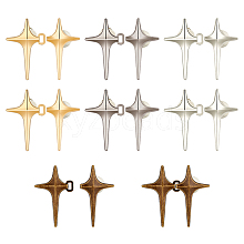 8 Sets 4 Colors Sparkling Star Shape Alloy Adjustable Jean Button Pins DIY-FG0004-87