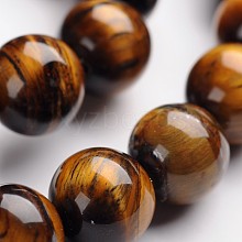 Round Natural Tiger Eye Gemstone Bead Strands G-J333-03-12mm