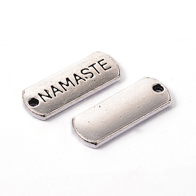 Tibetan Style Alloy Rectangle with Word Namaste Pendants TIBEP-Q043-067-RS-1