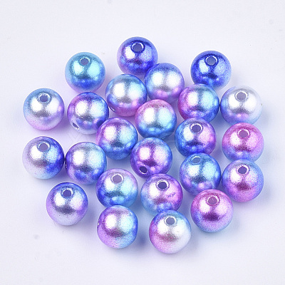 Rainbow ABS Plastic Imitation Pearl Beads OACR-Q174-12mm-06-1